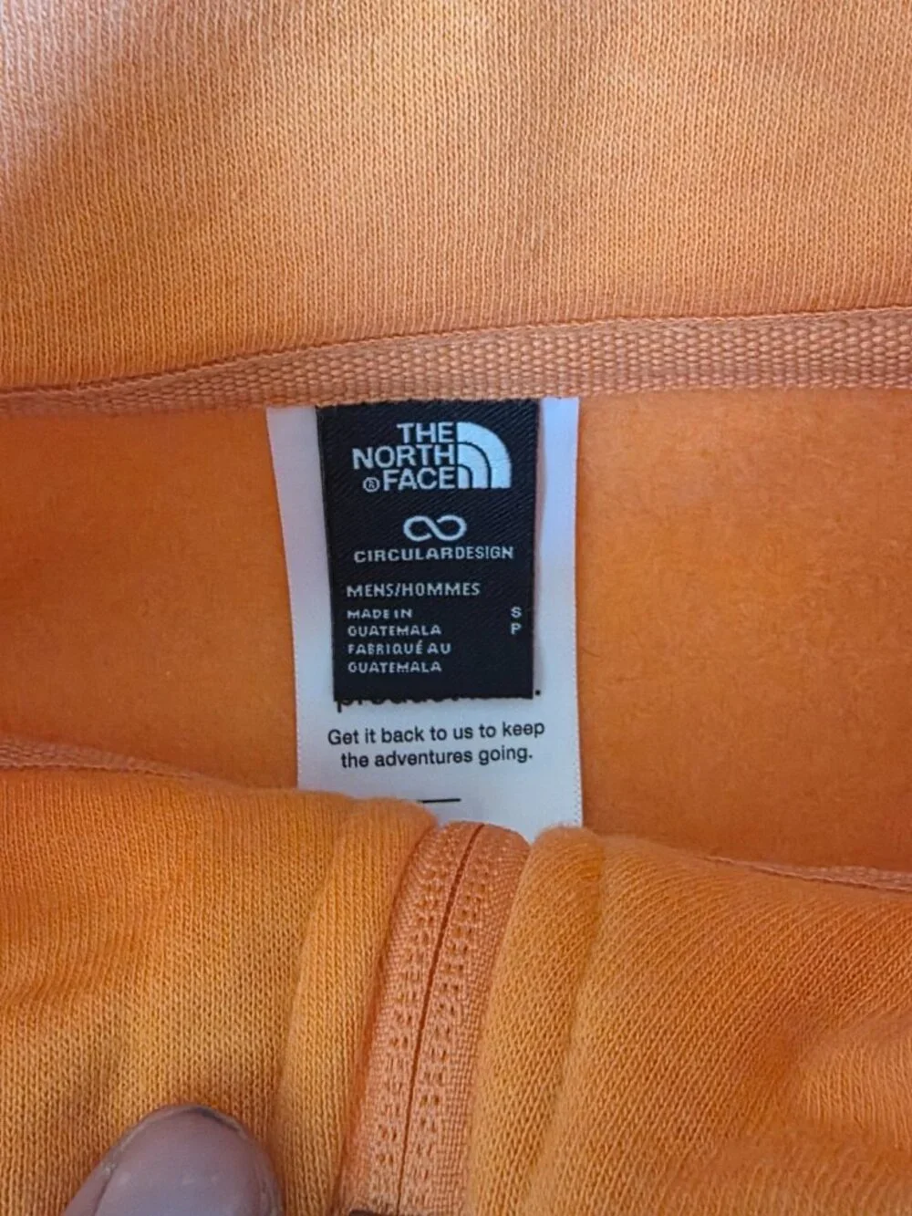 The North Face Fleece Sweatshirt Mens Small Orange Lined Box Half Dome 1/4 Zip